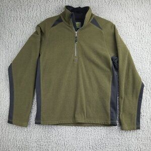 Timberland Shirt Mens Small Olive Green 1/4 Zip Polyester Fleece Pullover Hiking
